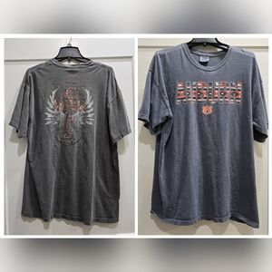 2 Comfort Colors Tees, Men's Gray Auburn Tee, and Men's Blue Auburn Tee, XLs